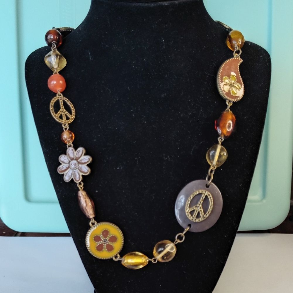 Cookie Lee Gold and Orange Bohemian Necklace